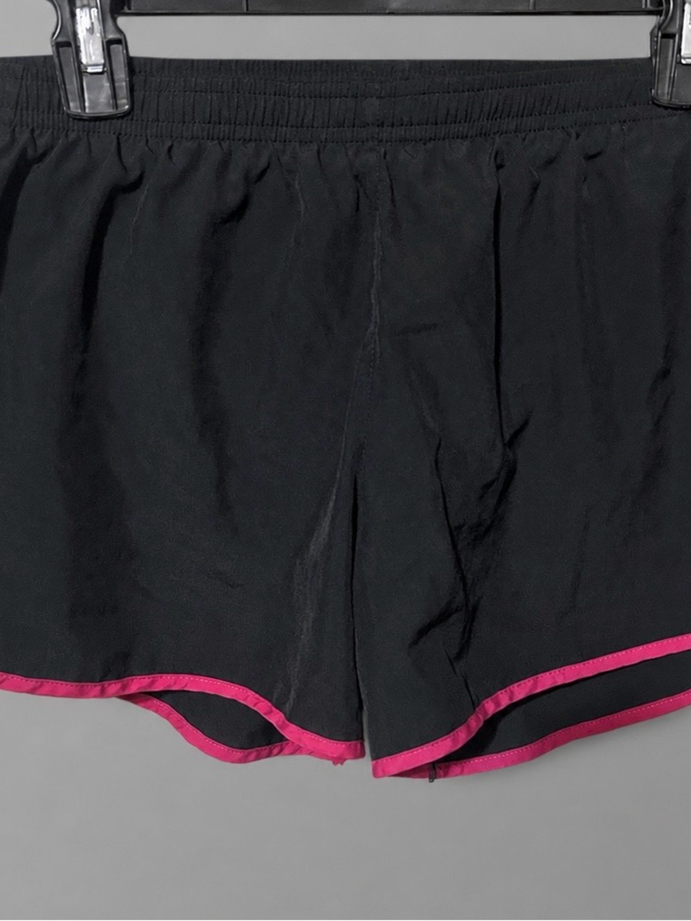 Nike Dri-Fit Black Athletic Shorts with Pink Trim and White Side Panels